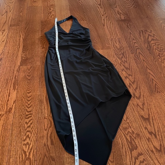DAVID MEISTER cocktail party black halter dress high low hem lined size SM 6 - Picture 13 of 16